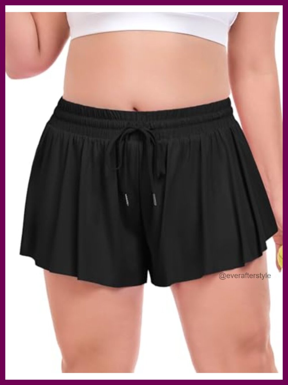Plus Size Flowy Athletic Shorts 2 in 1 Butterfly High Waist Running Shorts